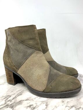 Earth Malta Olive Multi Suede Patchwork Ankle Boots 8 Comfort Classic Bohemian
